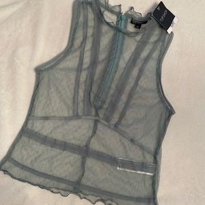 TOPSHOP sheer sleeveless lacy top with back zipper size 2